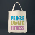 Peace Kärlek Fitness Tygkasse<br><div class="desc">Peace Kärlek Fitness... Vad mer behöver du i livet? Perfektens gåva till alla fitnessmissbrukare. Det spelar ingen roll om du är en professionell tränare, du är en gymnastiktränare som föredrar att arbeta på gymmet i stället för att lägga på soffan hemma och titta på tv, du är en springer som...</div>