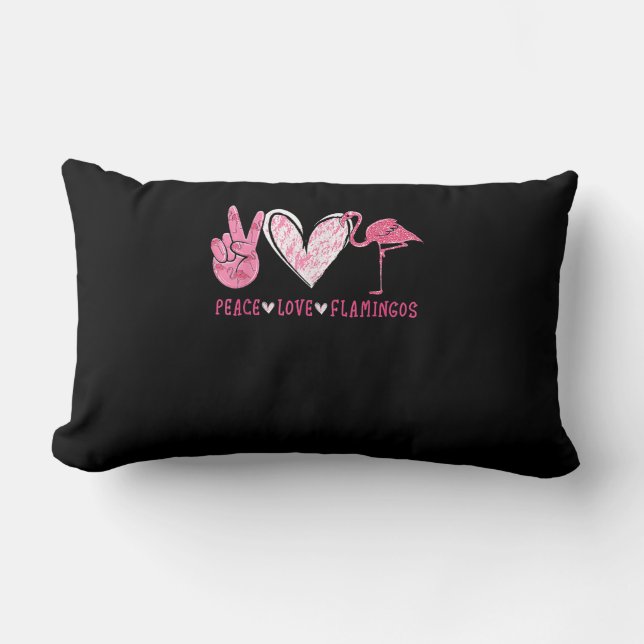 Peace Kärlek Flamingo | Flamingo Älskare Lumbarkudde (Framsida)