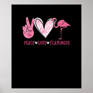 Peace Kärlek Flamingo Flamingo Älskare Poster