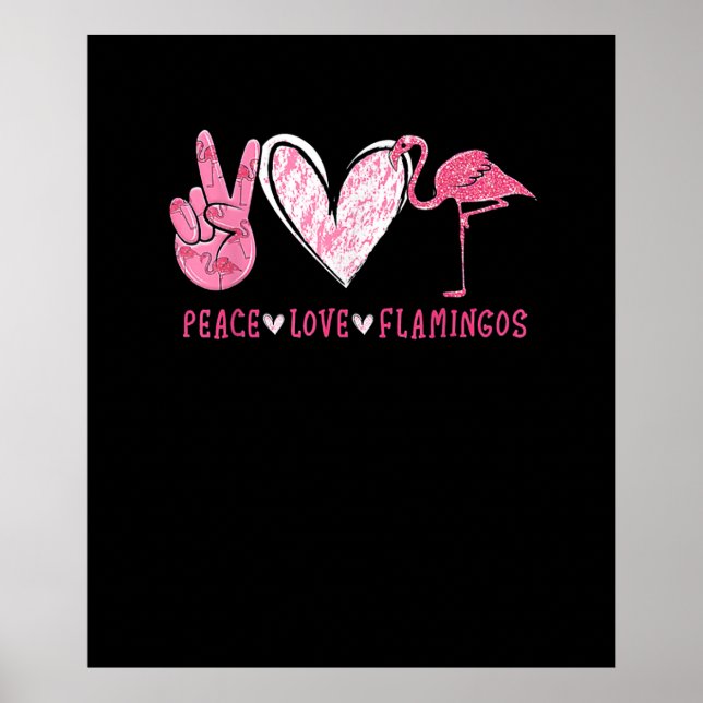 Peace Kärlek Flamingo | Flamingo Älskare Poster (Framsidan)