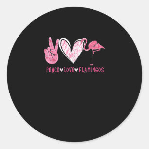Peace Kärlek Flamingo Flamingo Älskare Runt Klistermärke