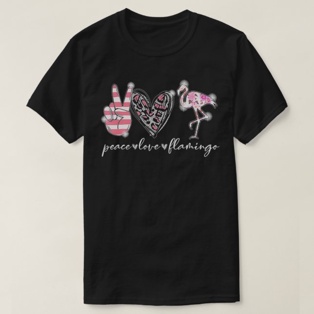 Peace Kärlek Flamingo T Shirt (Design framsida)