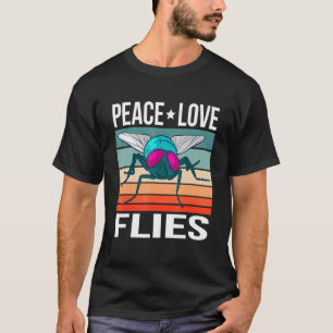 Peace Kärlek Flies Quote Retro Art Insekt Entomolo T Shirt