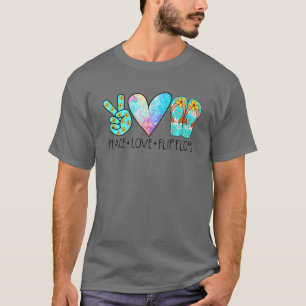 Peace Kärlek Flinflip flops Beach Vibes Sommarvacc T Shirt