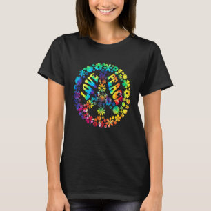 Peace Kärlek Flowers Fredstecken Tie Dye T Shirt