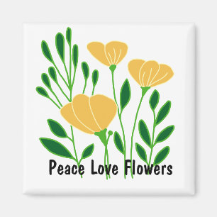 Peace Kärlek Flowers Magnet