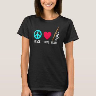 Peace Kärlek Flute Player Music Retro Marching Ban T Shirt