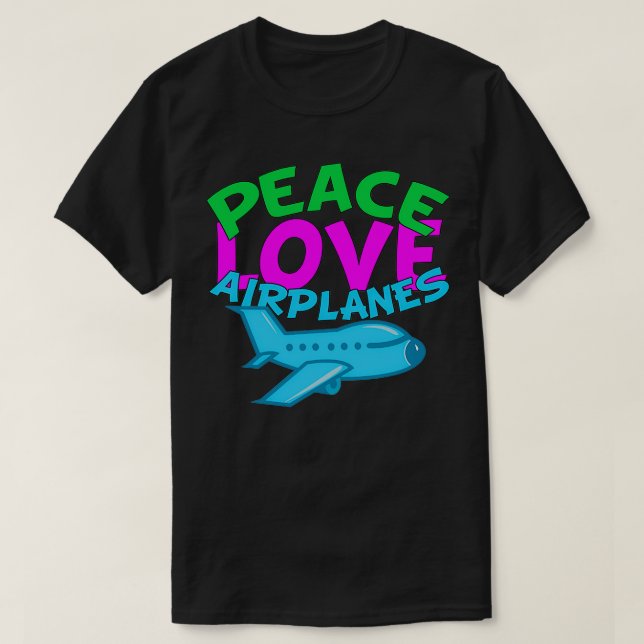 Peace Kärlek-flygplan T Shirt (Design framsida)