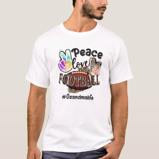 Peace Kärlek Football Grandma Life Mamma Grandma L T Shirt