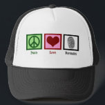 Peace Kärlek Forensics Department Forensic Lab Car Keps<br><div class="desc">Om du tycker att rättsvetenskapen är fascinerande,  är det här en coola för en rättsvetenskapsman. Det har ett fredstecken,  hjärta och fingeravtryck för en detektiv i brottsplatsen. Peace Kärlek Forensics hat.</div>