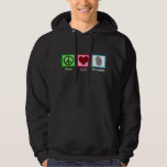 Peace Kärlek Forensics Science Hoodie<br><div class="desc">Om du tycker att rättsvetenskapen fascinerar är det här perfektens hodogåva. Den har fredstecken,  hjärta och fingeravtryck. Fredens Kärlek Forensics hade en svettskjorta för en vetenskapsman.</div>