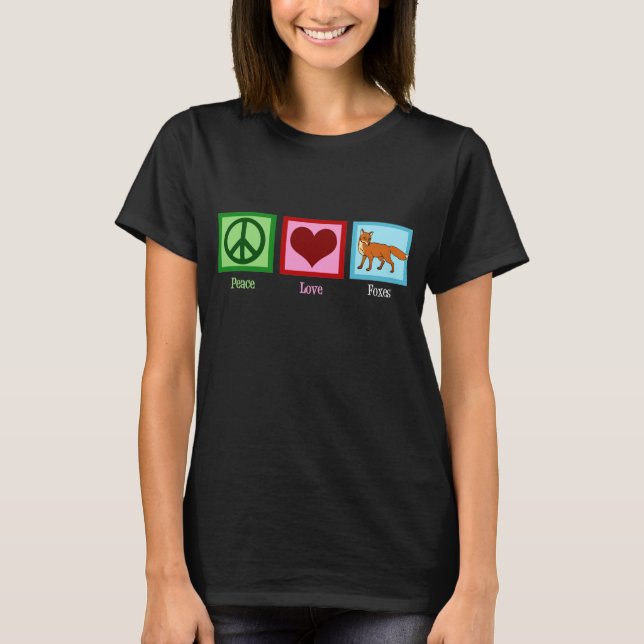 Peace Kärlek Foxes Tee Shirt (Framsida)