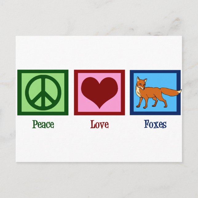 Peace Kärlek Foxes Vykort (Framsida)