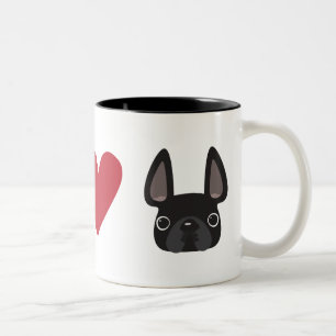 Peace Kärlek Fransk Bulldog - Black Två-Tonad Mugg