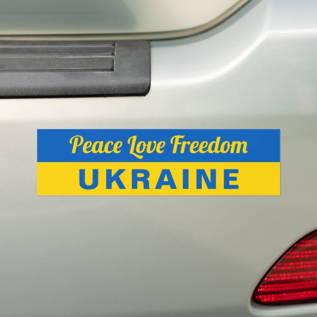 Peace Kärlek Freedom Ukraina Support Ukrainas Flag Bildekal (På Bil)