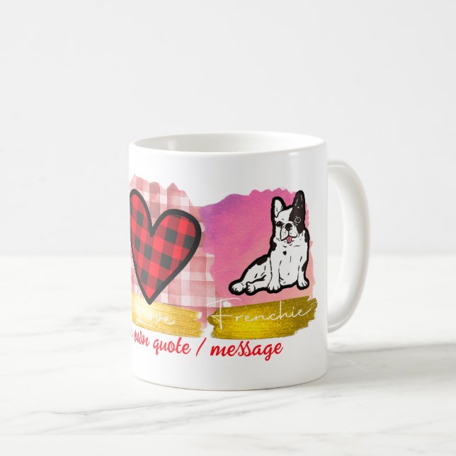 Peace Kärlek Frenchie Cute Fransk Bulldog Hund äls Kaffemugg (Framsida höger)