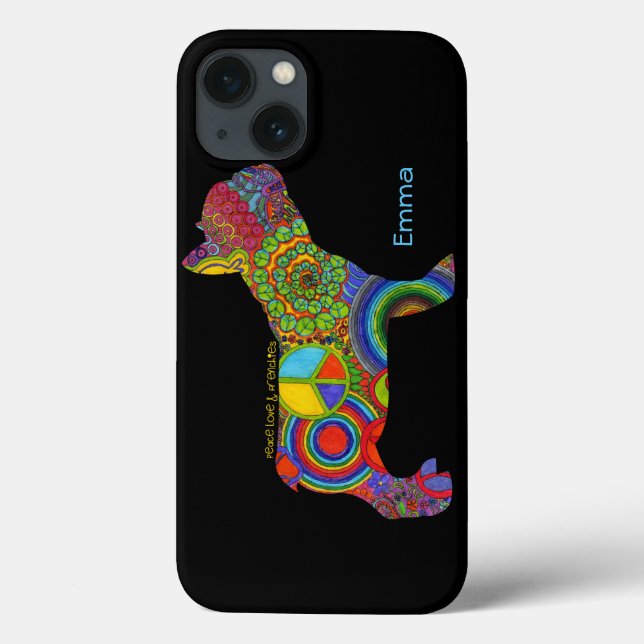 "Peace Kärlek & Frenchies" Pop Art iphone case (Baksida)