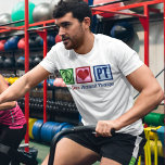 Peace Kärlek, fysisk Manar T Shirt<br><div class="desc">Ett fredstecken,  ett hjärta och brev PT på en coola t-shirt för en fysisk terapeut. Fysikalisk behandlingsgaranti för fredskliniken i Kärlek.</div>