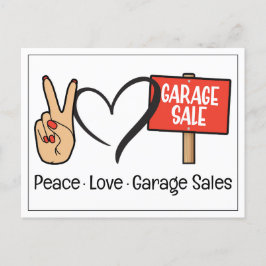 Peace, Kärlek, Garage Sales Postcard Vykort
