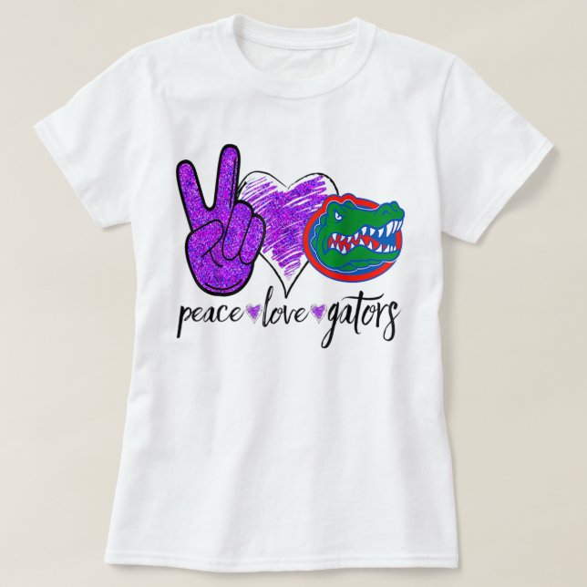 Peace Kärlek Gators Crokodile Älskare Alligator T Shirt (Design framsida)