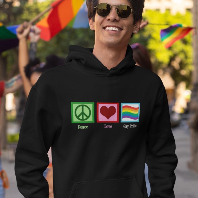 Peace Kärlek Gay pride Parad Regbow Flagga Hoodie (Skapare uppladdad)