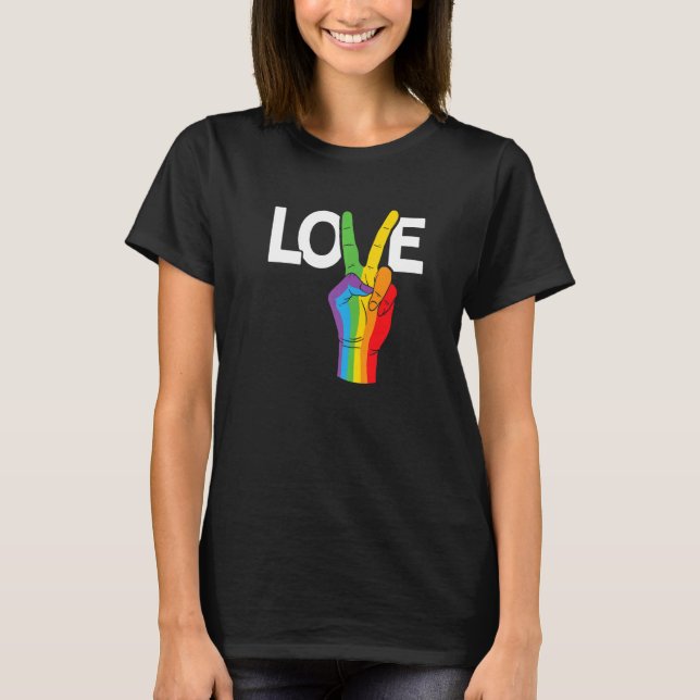 Peace Kärlek Gay Rainbow Pride Lgbtq Transgender D T Shirt (Framsida)