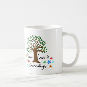 Peace Kärlek Genealogy Family Träd Roligt Gift Mug Kaffemugg