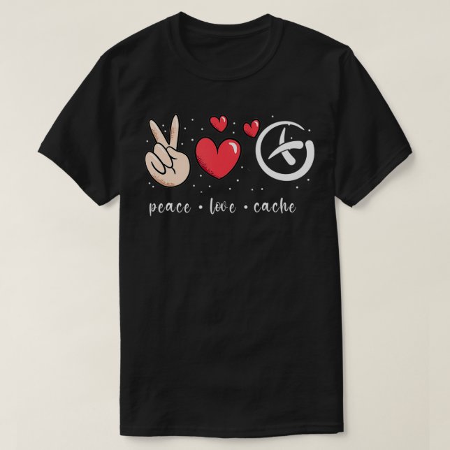 Peace Kärlek Geocaching Geocaching T Shirt (Design framsida)