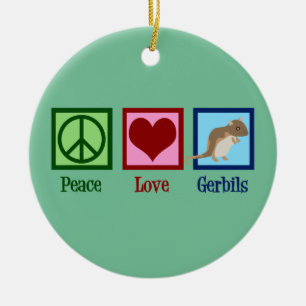 Peace Kärlek Gerbils Julgransprydnad Keramik