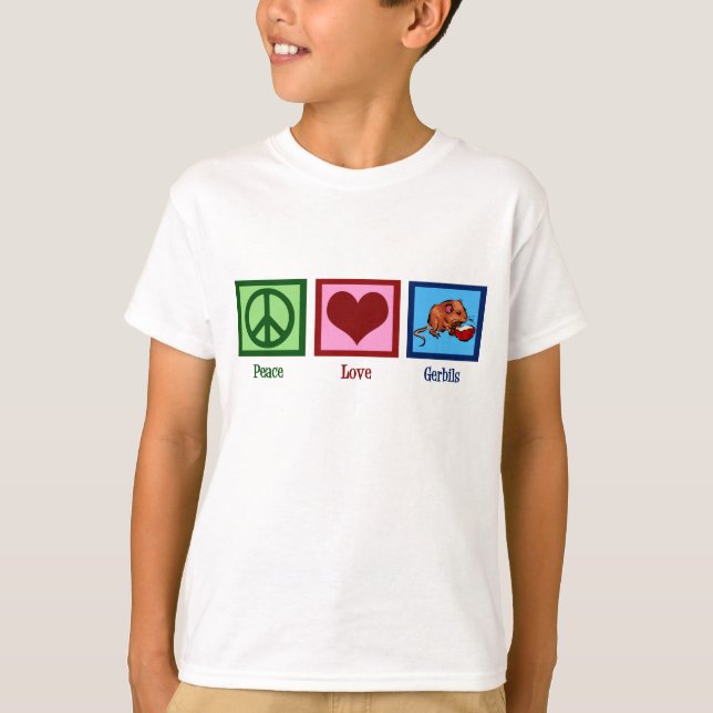 Peace Kärlek Gerbils Kids T-shirt (Framsida)