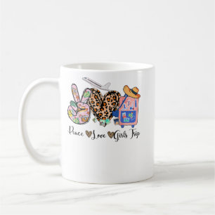 Peace Kärlek Girls Resa Leopard Heart Luggage Rais Kaffemugg