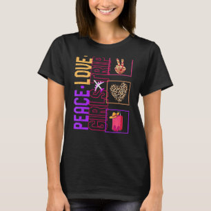 Peace Kärlek Girls Resa Vacation Matching Leopard T Shirt