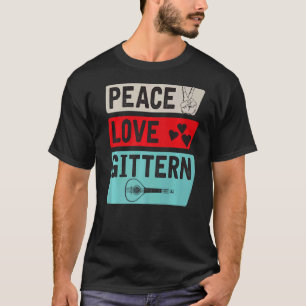 Peace Kärlek Gittern Musical Instrument Gittern Pl T Shirt