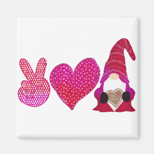 Peace Kärlek Gnome Alla hjärtans dag Sublicering Magnet