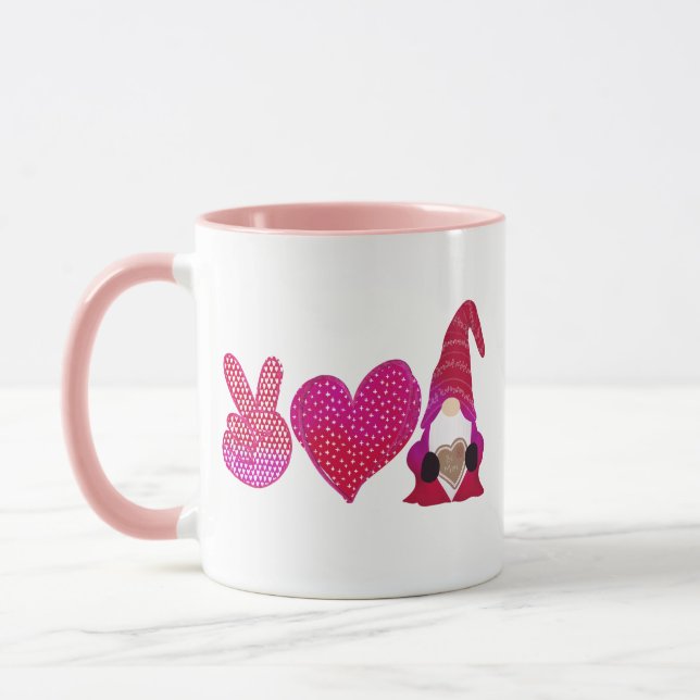Peace Kärlek Gnome | Alla hjärtans dag Sublicering Mugg (Vänster)