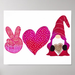 Peace Kärlek Gnome Alla hjärtans dag Sublicering Poster