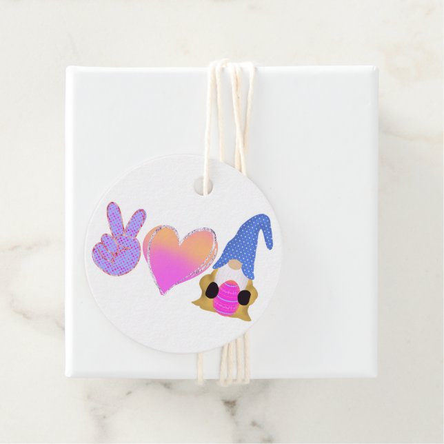 Peace Kärlek Gnome | Cute Påsk Pastel-publicering Gåvor Etiketter (På plats)
