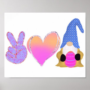 Peace Kärlek Gnome Cute Påsk Pastel-publicering Poster