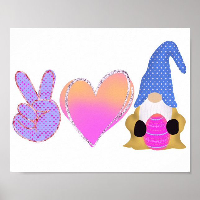 Peace Kärlek Gnome | Cute Påsk Pastel-publicering Poster (Framsidan)