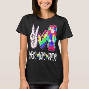 Peace Kärlek Gnome Peace Kärlek Gnomes heearts Dec T Shirt