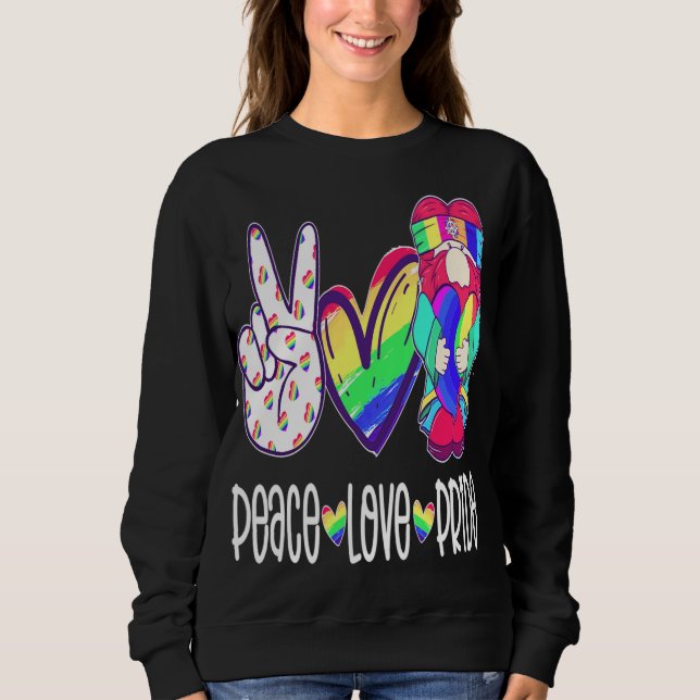 Peace Kärlek Gnome Peace Kärlek Gnomes heearts Dec T Shirt (Framsida)