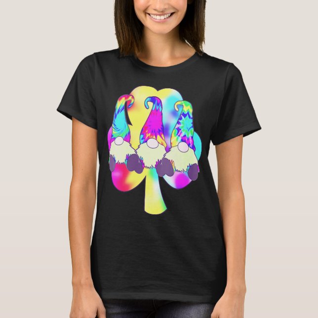 Peace Kärlek Gnome Rainbow Klöver Hippie Gnome Dec T Shirt (Framsida)