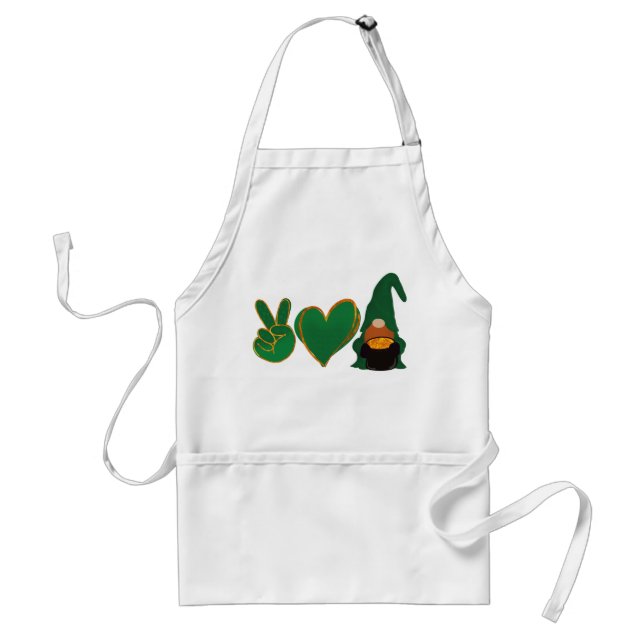 Peace Kärlek Gnome | St patrick's day Sublicering Förkläde (Framsidan)