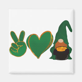 Peace Kärlek Gnome | St patrick's day Sublicering Magnet