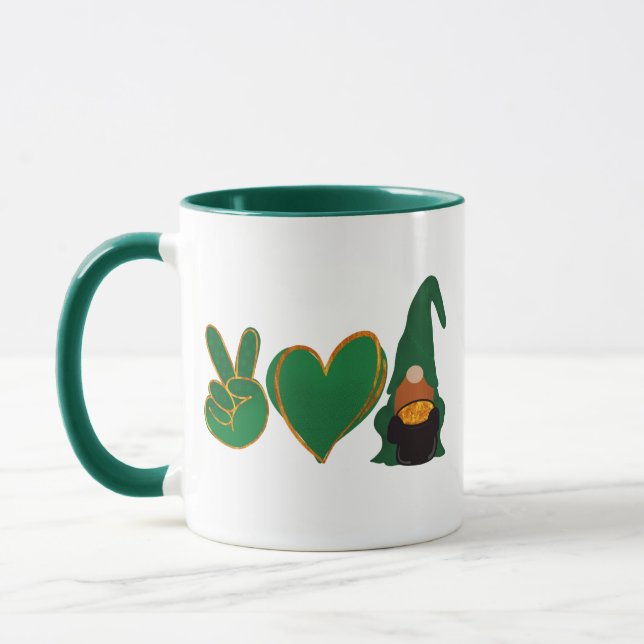 Peace Kärlek Gnome | St patrick's day Sublicering Mugg (Vänster)