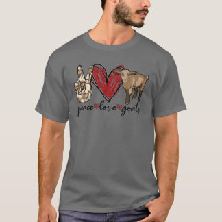Peace Kärlek Goats Farm Girl Goat Älskare Gift Fun T Shirt