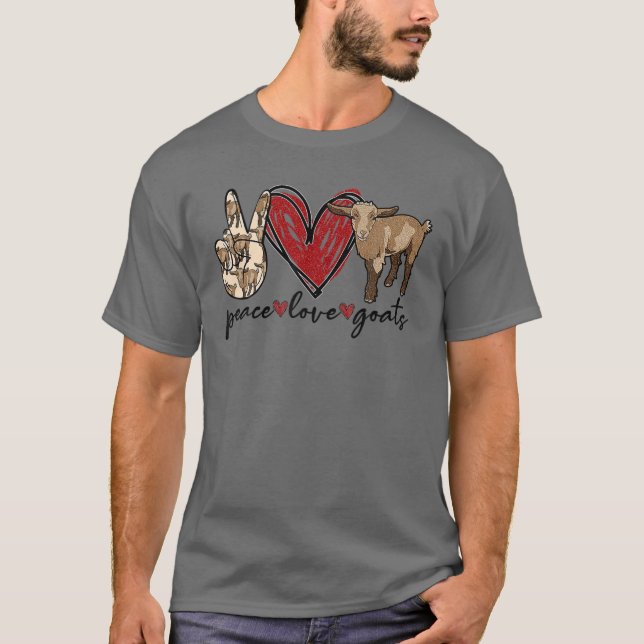 Peace Kärlek Goats Farm Girl Goat Älskare Gift Fun T Shirt (Framsida)