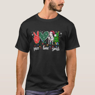Peace Kärlek Goats Julafton Funny Träd Goat Santa T Shirt