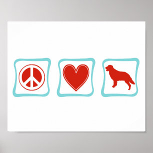 Peace Kärlek Golden Retriever Squares Poster