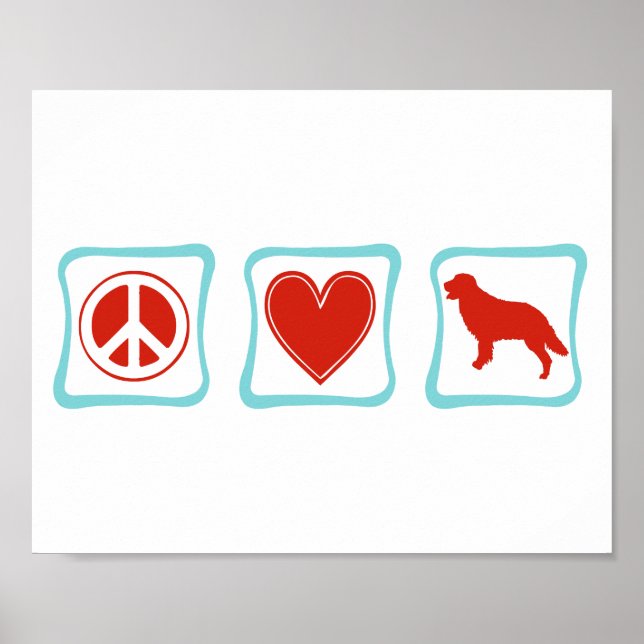 Peace Kärlek Golden Retriever Squares Poster (Framsidan)